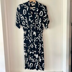 NWOT Vintage Pellini Petites by Von Bramlett black/white graphic dress size 7/8